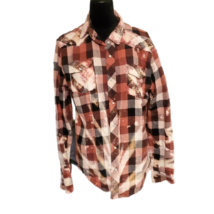 Bleached upcycled flannel Route 66